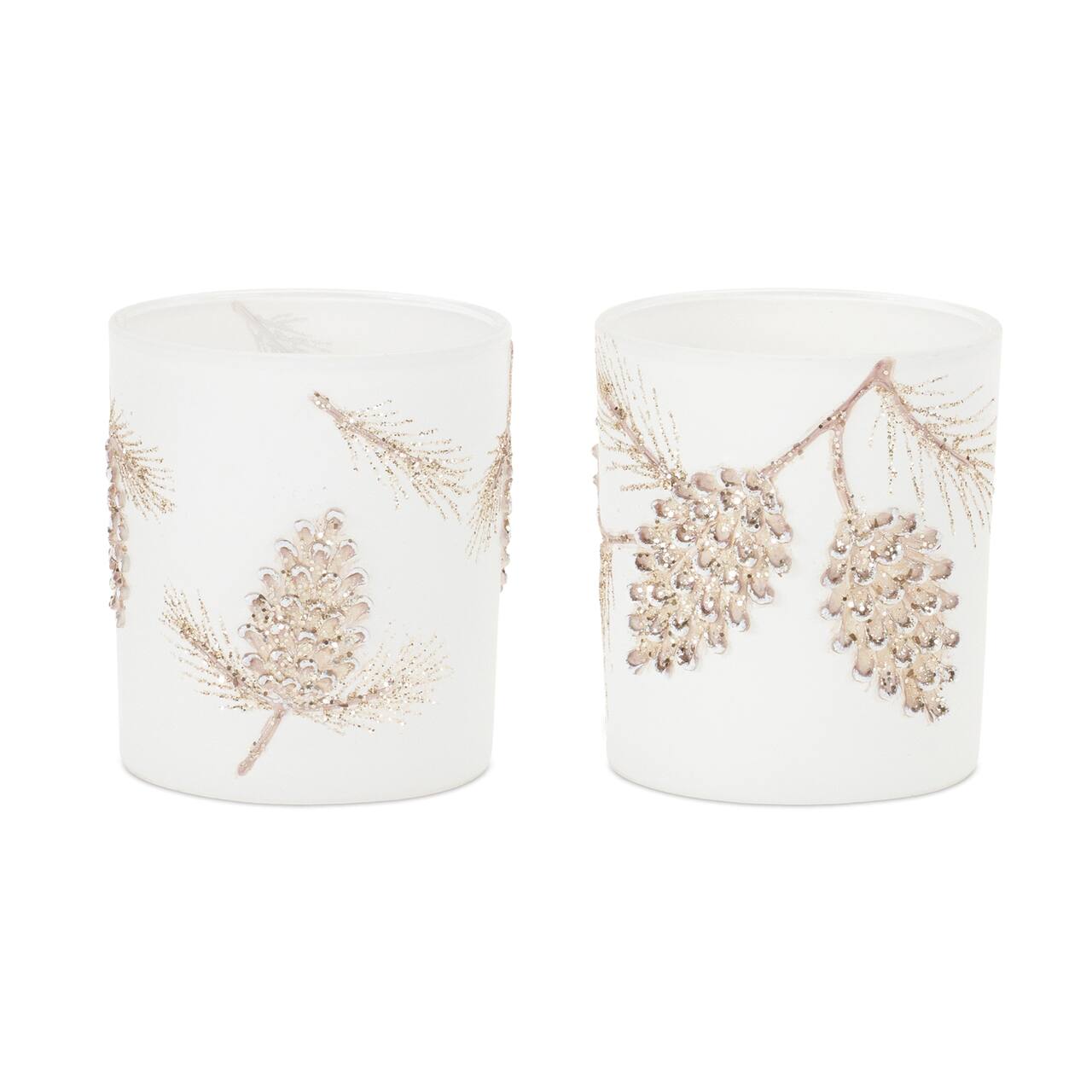 3.5" Glittered Pinecone Candle Holders, 6ct.